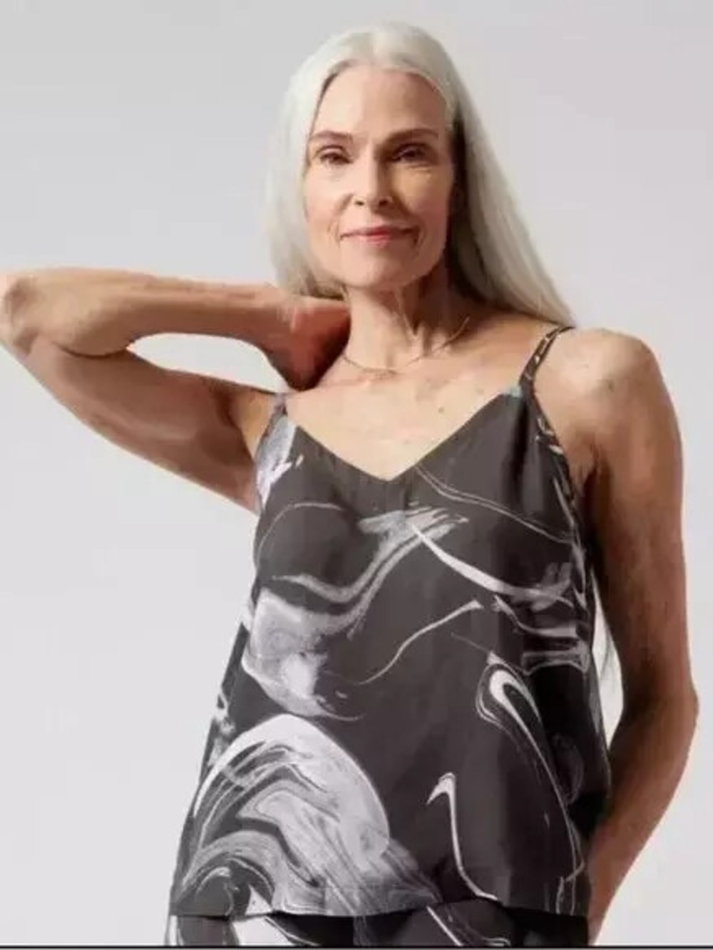 Athleta Black & White Marble-Print Calm Cool Camisole